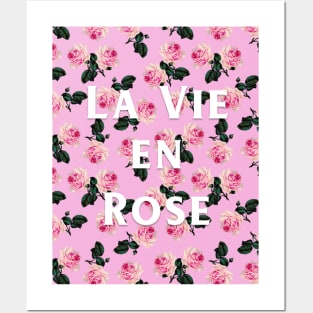 La Vie En Rose - scattered pink vintage roses on pink Posters and Art